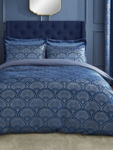 Catherine Lansfield Blue Art Deco Pearl Duvet Cover and Pillowcase Set