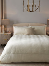 Natural Cream Madison Quilted Velvet Duvet Cover and Pillowcase Set