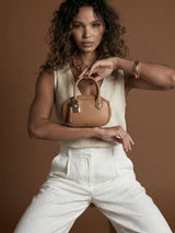 Next Luella Grey Ruthanna Mini Bowler Handbag in Tan Brown- Buy online at McGrocer