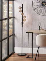 Next Pacific Black Blair Smoke Glass Ball Floor Lamp- Buy online at McGrocer