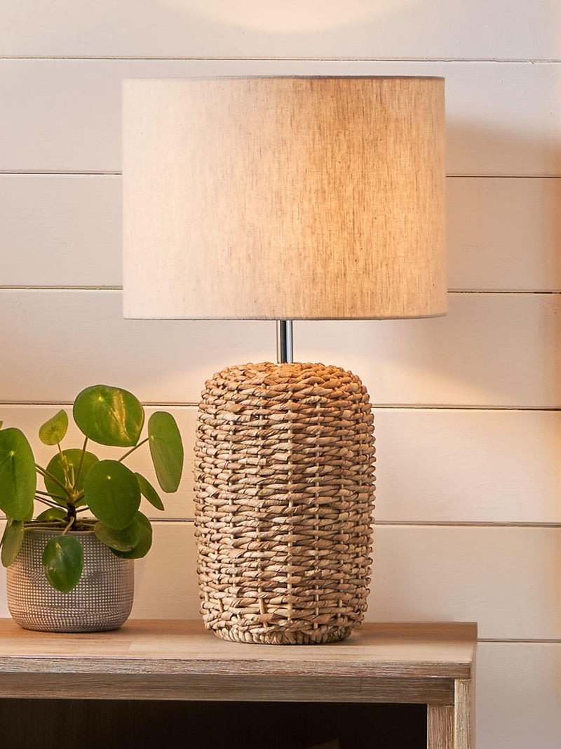 Pacific Natural Acer Woven Tall Table Lamp ivory jute shade (British brand)