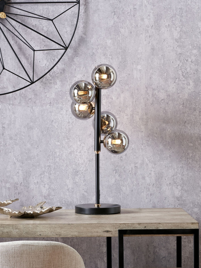 Pacific Blair smoke glass ball table lamp, UK version