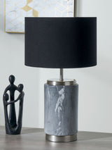 Next Grey Carrara Marble Effect Ceramic Table Lamp with Black Faux Cotton Shade- Buy online at McGrocer