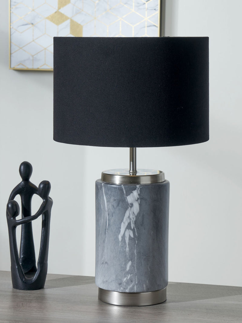 Pacific Grey marble effect ceramic table lamp 49cm, imported from the UK