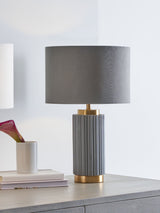 Next Pacific Grey Ionic Textured Ceramic and Gold Metal Table Lamp- Buy online at McGrocer