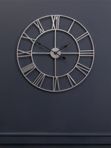 Next Fifty Five South Silver Genova Metal Roman Numeral Wall Clock 60cm x 60cm- Buy online at McGrocer