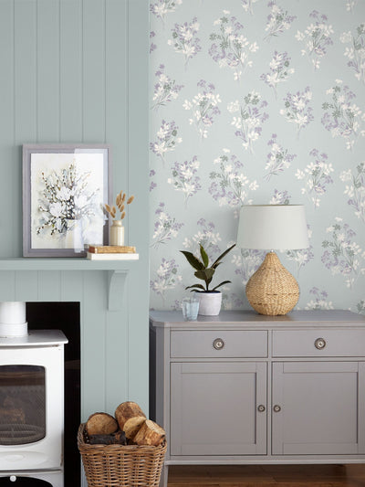 Next Laura Ashley Pale Duck Egg Blue Igerna A4 Wallpaper Sample- Buy online at McGrocer