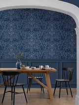 Next Laura Ashley Silchester Midnight Seaspray Blue Wallpaper Sample A4- Buy online at McGrocer