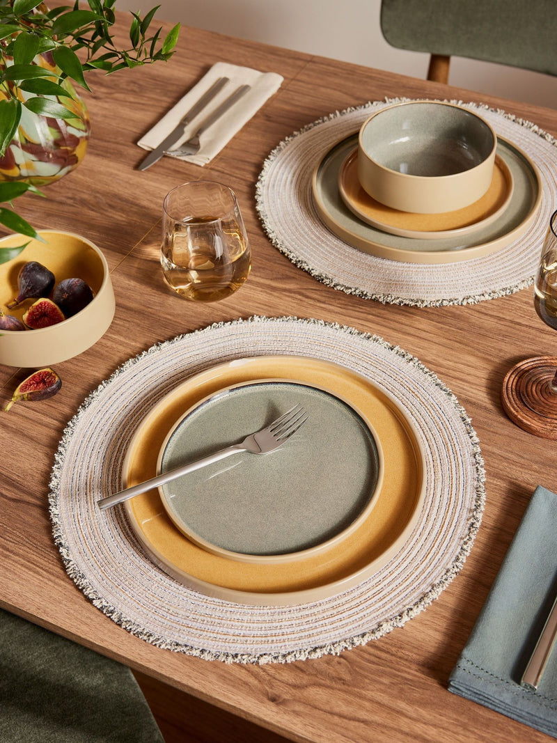 Set of four natural fringe placemats 38cm (British brand)