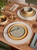 Set of four natural fringe placemats 38cm (British brand)