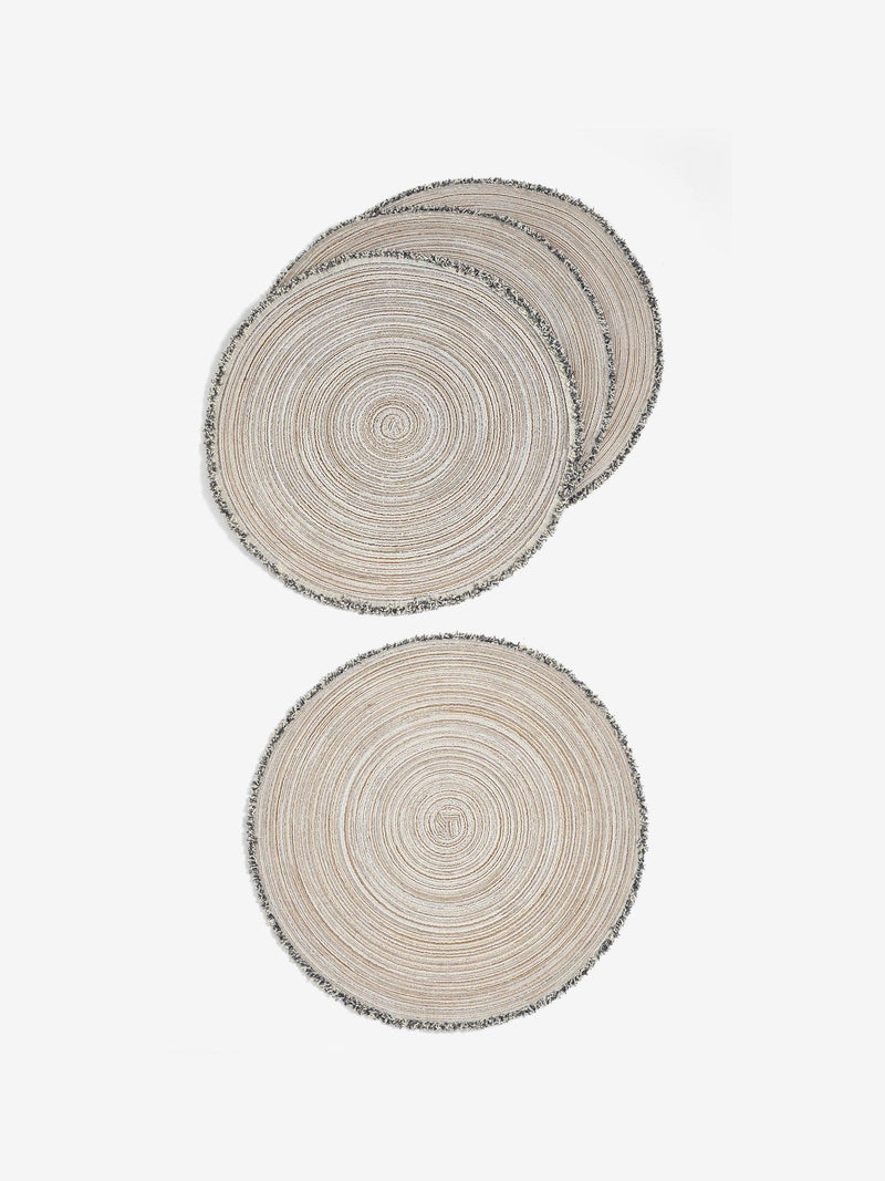Set of four natural fringe placemats 38cm (British brand)