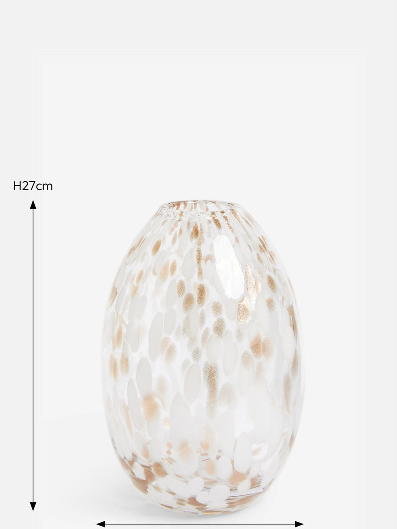 White and gold confetti glass vase medium (British brand)