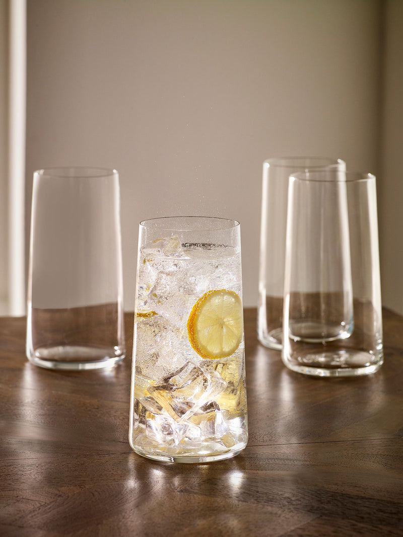 Set of 4 Clear Angular Set of 4 Tall Tumbler Glasses