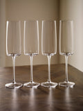 Clear Angular Champagne Flutes Set of 4 24cm (British brand)