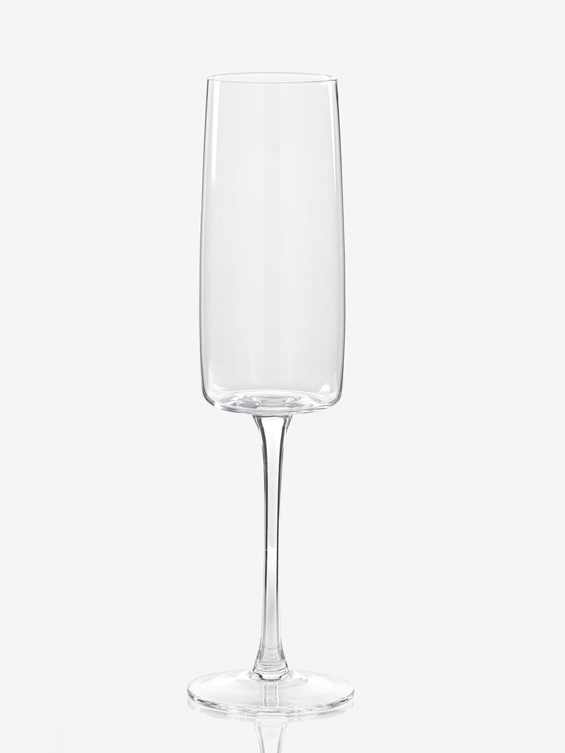 Clear Angular Champagne Flutes Set of 4 24cm (British brand)