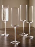 Clear Angular Champagne Flutes Set of 4 24cm (British brand)