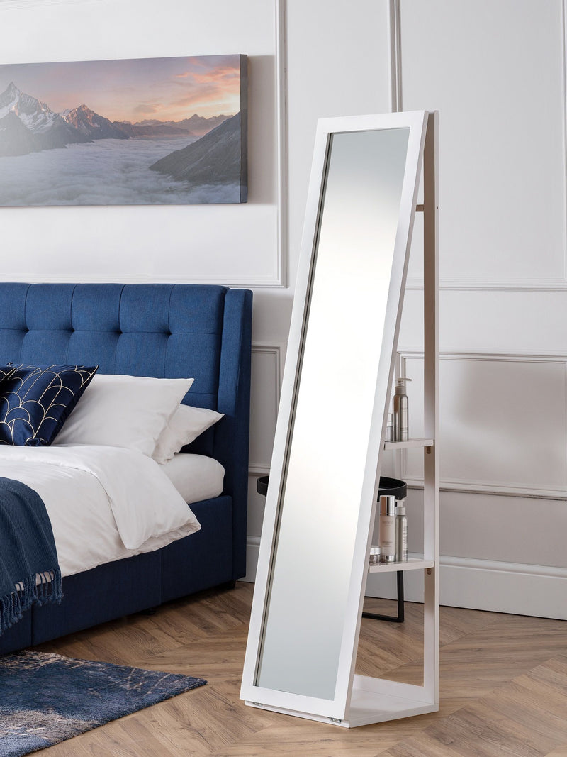 Julian Bowen white fresco storage mirror 155cm, imported from the UK
