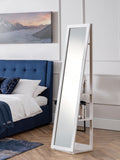 Julian Bowen white fresco storage mirror 155cm, imported from the UK