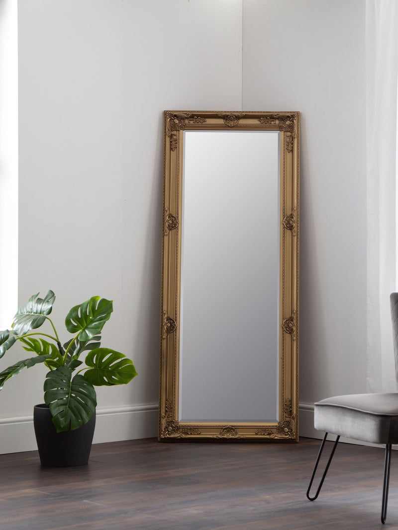 Julian Bowen Gold Palais Lean-To Dress Mirror 170cm, UK version
