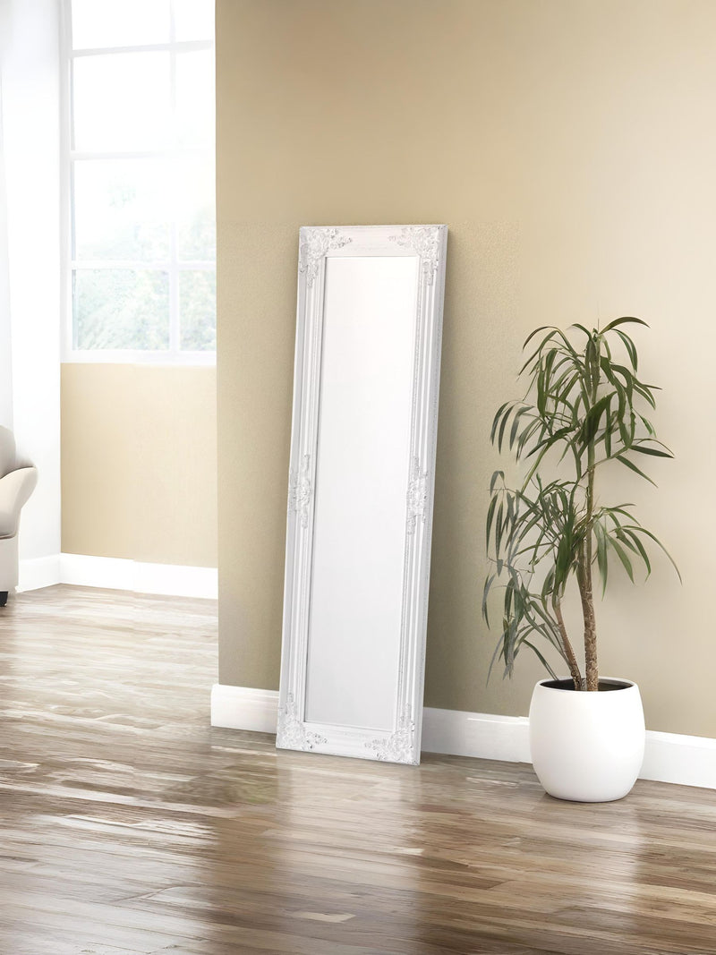 Julian Bowen White Antique Dress Mirror 130cm Height, UK version