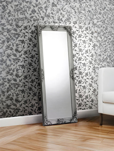 Next Julian Bowen Pewter Grey Rococo Lean-To Dress Mirror Full-Length Mirror 170cm x 80cm- Buy online at McGrocer