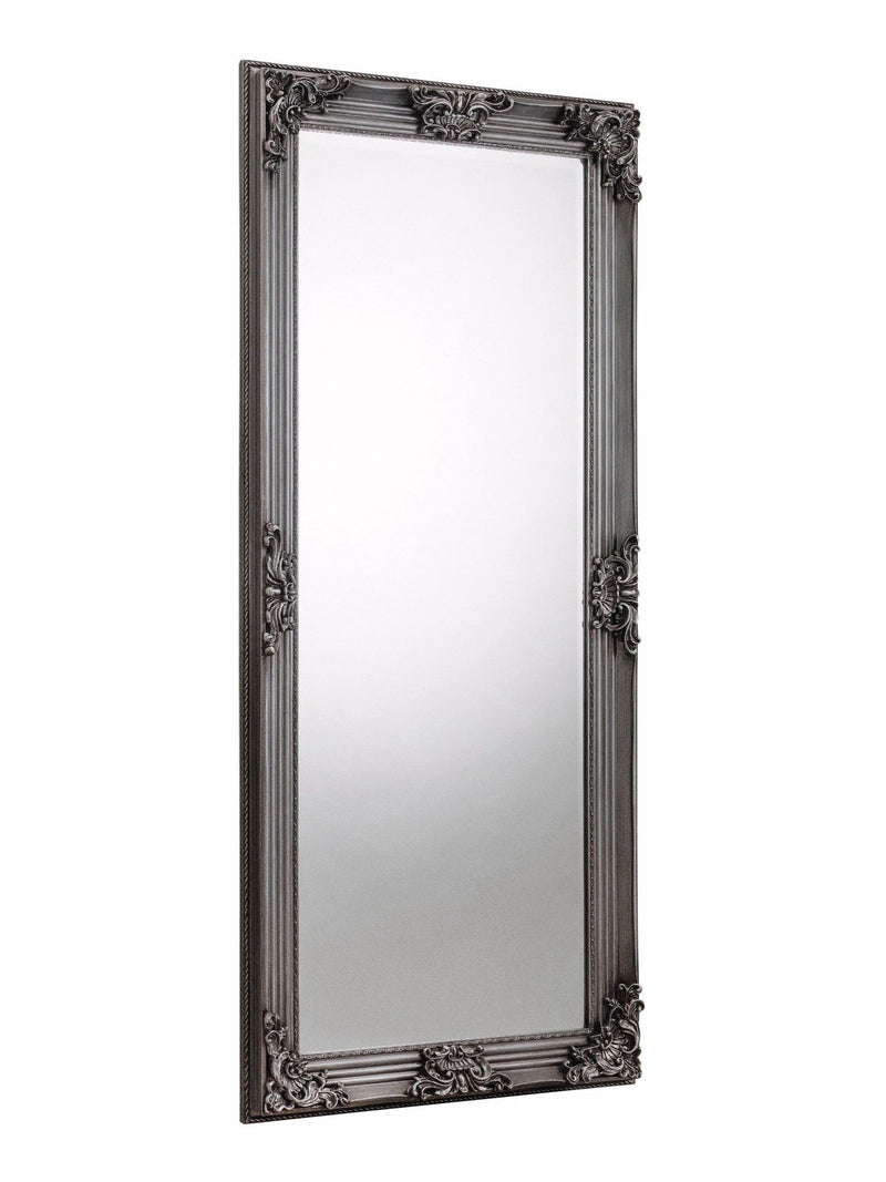 Julian Bowen Pewter Grey Rococo Lean-To Dress Mirror 170cm x 80cm, UK version