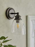 Brompton pewter grey wall light with bubble glass shade, UK version
