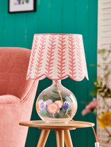 Next Lucy Tiffney White/Pink Floral Glass Table Lamp, 50cm Height- Buy online at McGrocer