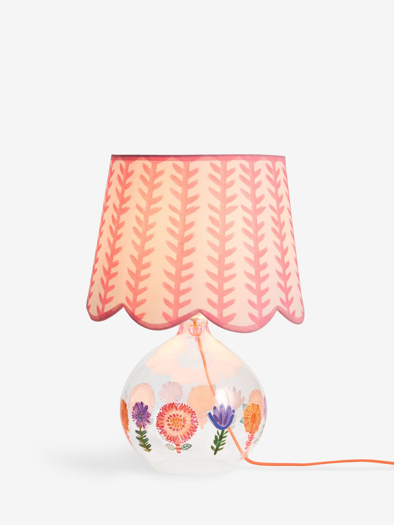 Lucy Tiffney white pink floral glass table lamp - British product