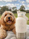 Loveabode personalised dog travel bottle 3-in-1 32oz, imported from the UK
