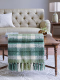 Nina Campbell teal check brushed throw (British brand)