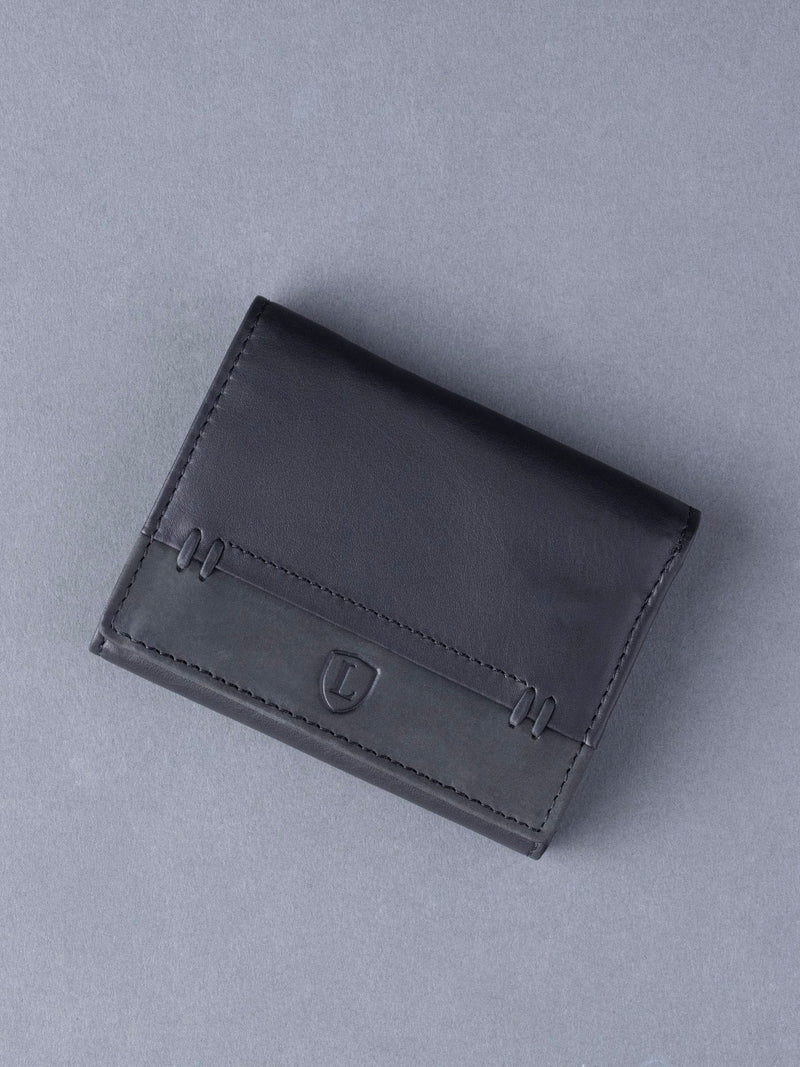 Lakeland Leather Black Stitch tri-fold wallet - British product