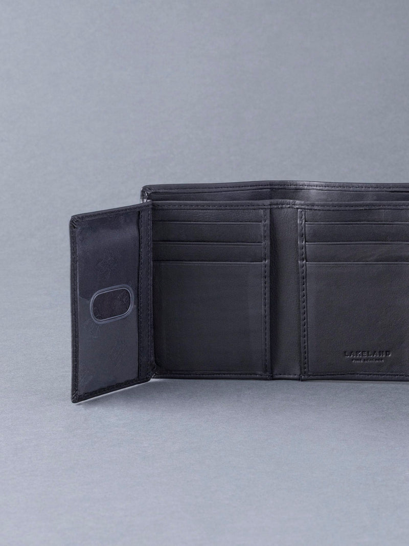 Lakeland Leather Black Stitch tri-fold wallet - British product