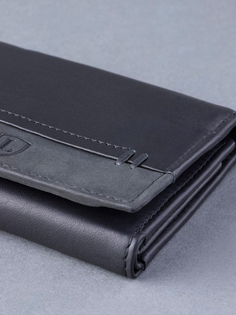 Lakeland Leather Black Stitch tri-fold wallet - British product