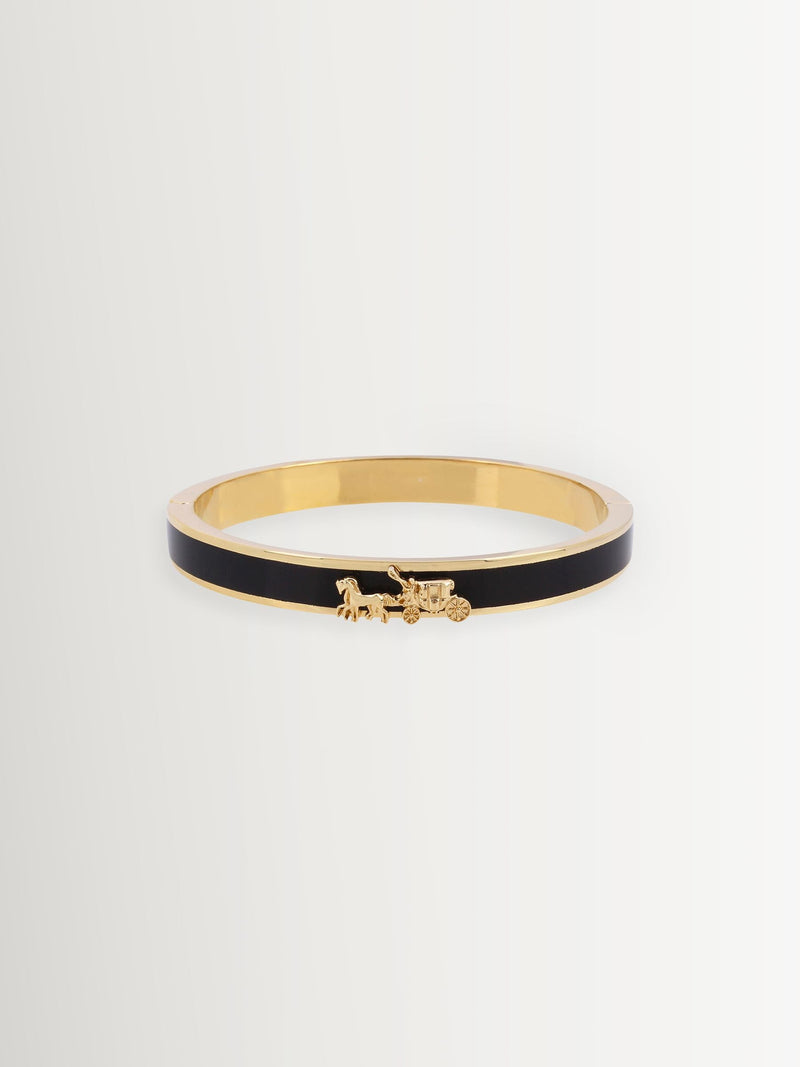 COACH black enamel bangle bracelet with horse carriage motif - British product