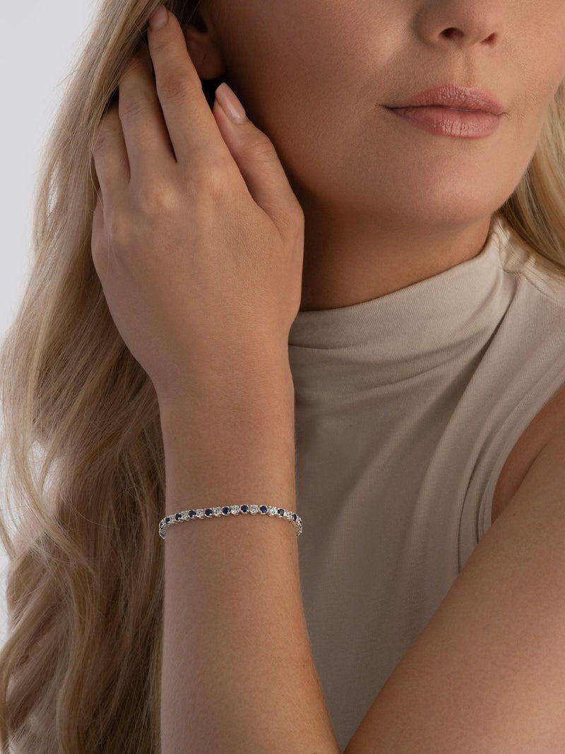 Beaverbrooks synthetic sapphire and cubic zirconia sterling silver bracelet - British product