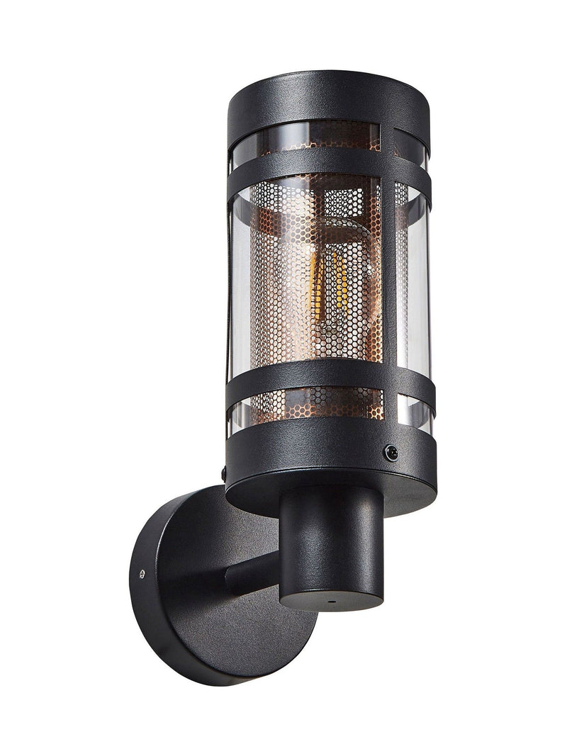BHS Black Gada outdoor wall light with brass mesh (British brand)