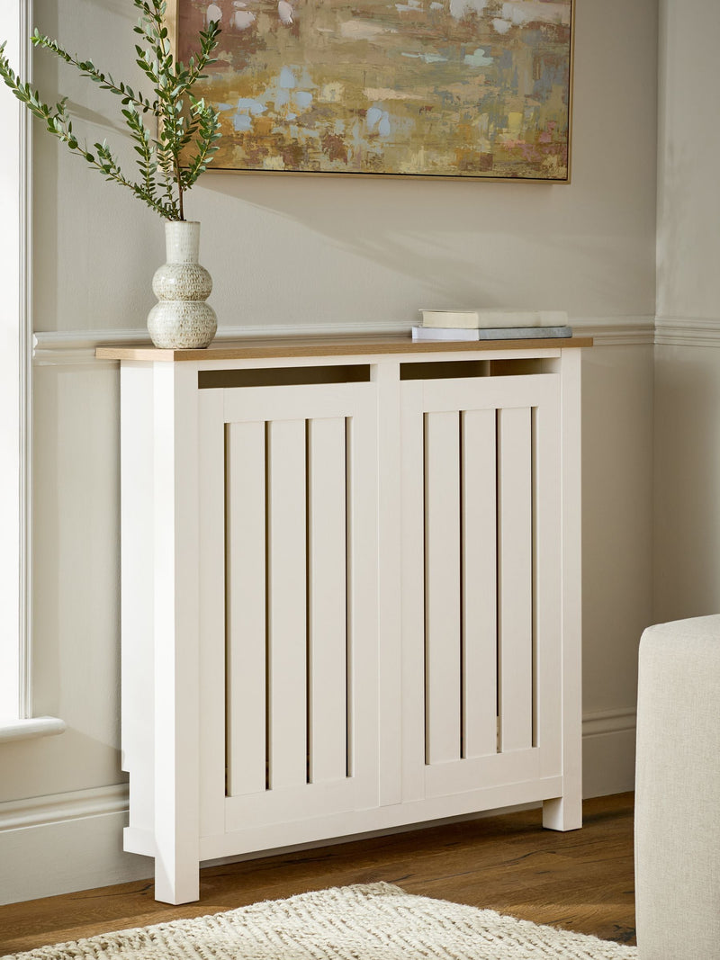 Cream oak effect Malvern radiator cover, imported from the UK