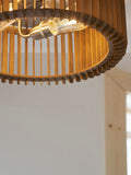 Natural Anders flush ceiling light with wooden slats (British brand)
