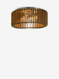 Natural Anders flush ceiling light with wooden slats (British brand)