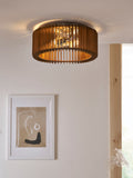Natural Anders flush ceiling light with wooden slats (British brand)