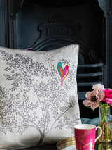 Next Sara Miller Love Birds Grey Velvet Cushion 50x50cm- Buy online at McGrocer