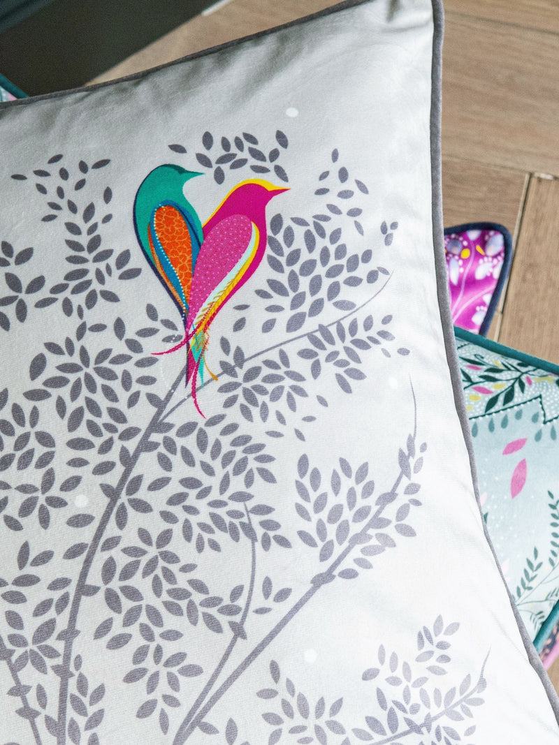 Sara Miller grey love birds cushion 50x50cm (British brand)