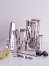 Next BarCraft 8 Piece Silver Hammered Boston Cocktail Shaker Set- Buy online at McGrocer