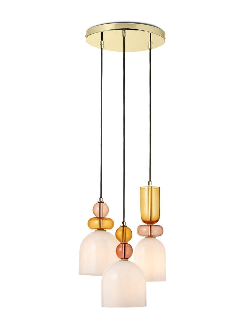MADE.COM Whitney Cluster Pendelleuchte aus pinkem Glas und Messing, UK-Version