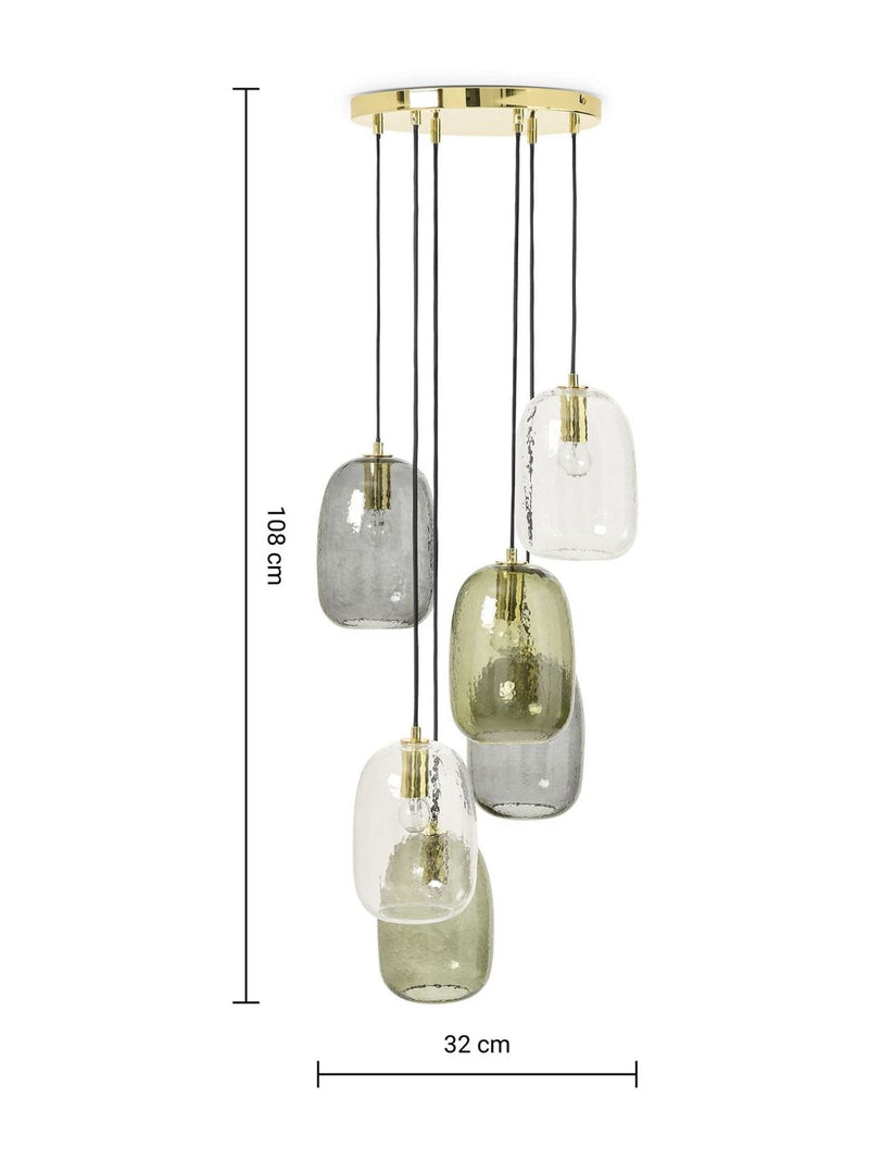 MADE.COM Lykke multi-green cluster chandelier with brass details - British product