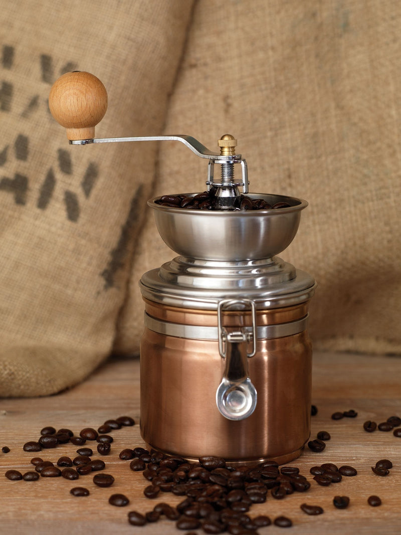 La Cafetière copper finish coffee grinder, UK version