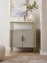 Next Light Grey Valencia Marble Mango Wood Drinks Cabinet- Buy online at McGrocer