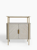Drinks cabinet light grey Valencia marble mango wood - British product