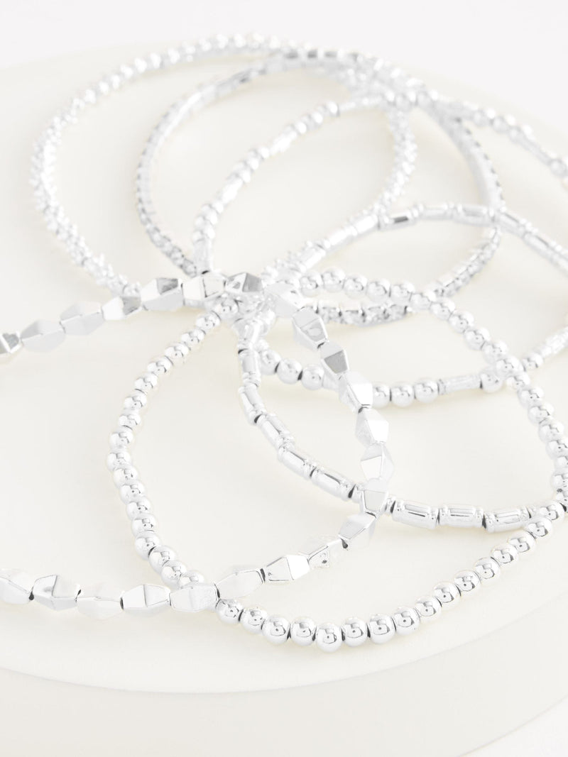 Silver tone sparkle stretch bracelets pack (British brand)